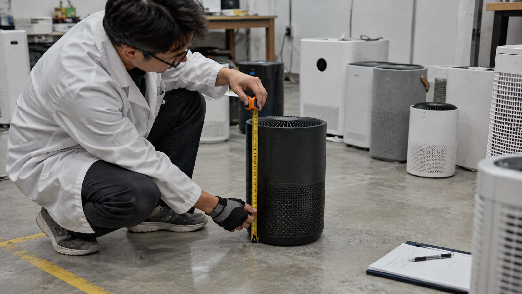 Product inspection: measuring air purifier